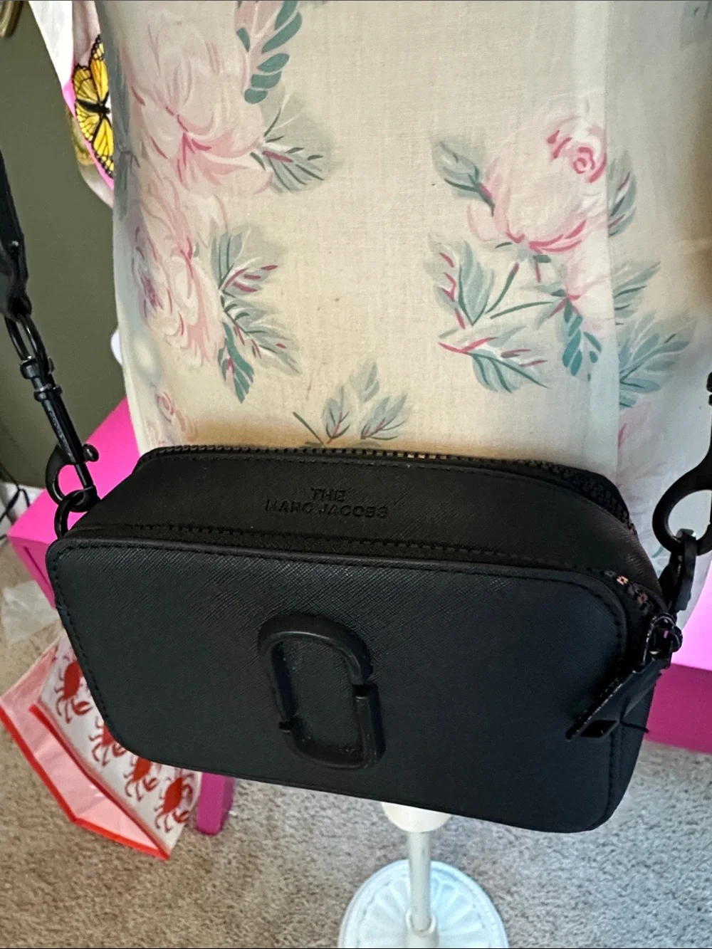 Marc Jacobs Snap Shot Black Leather Compact Double-Zip Camera Crossbody